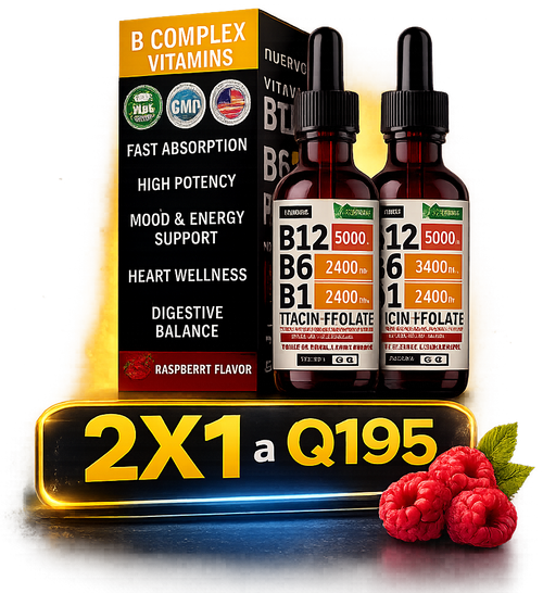 Vitamina B12 B6 B1 ,Líquida de Frambuesa – Lleva 2 Paga 1