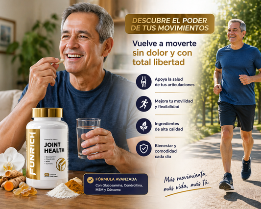 Funrich Joint Health | Suplemento natural para articulaciones 🦴🌿60 cápsulas + envío gratis