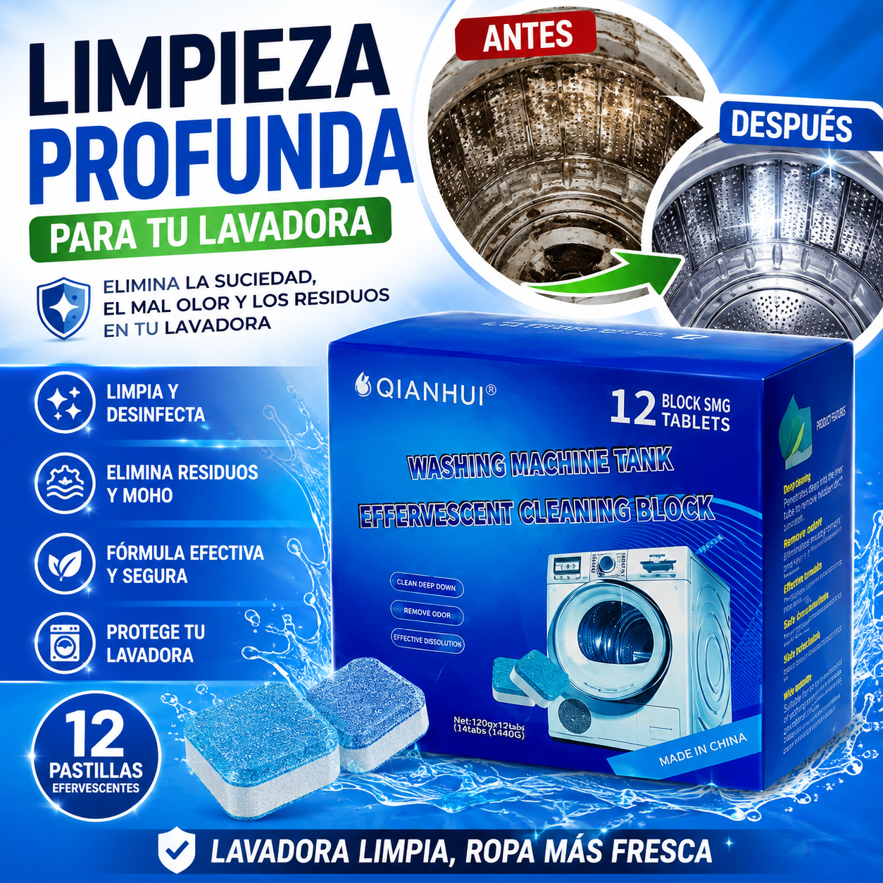 PASTILLAS EFERVESCENTES LIMPIADORAS DE LAVADORA – + ENVIO GRATIS