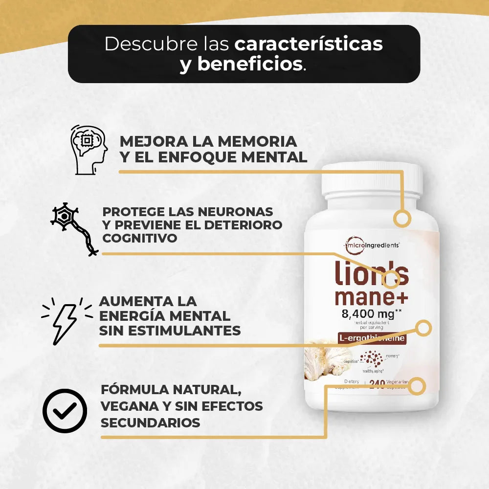 Melena de León 🍄‍🟫🦁- Equilibrio mental, energía y claridad (60 cápsulas)