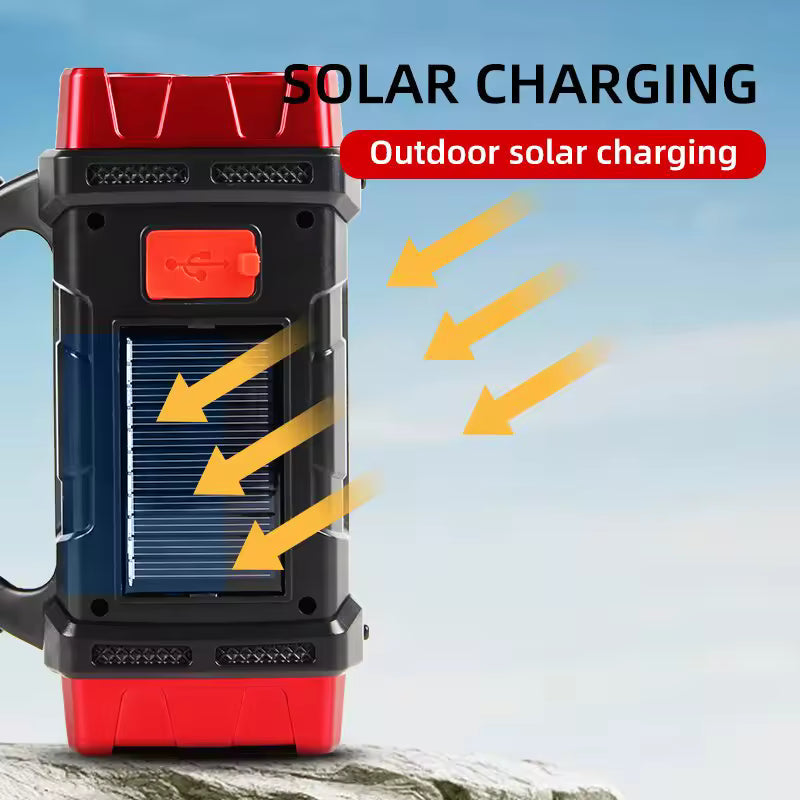 Linterna led solar impermeable de mano para uso al aire libre