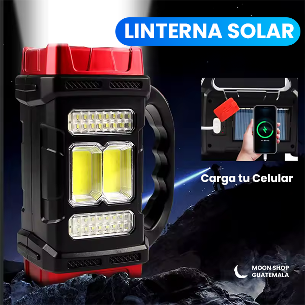 Linterna solar que se recarga con el sol para usar al aire libre