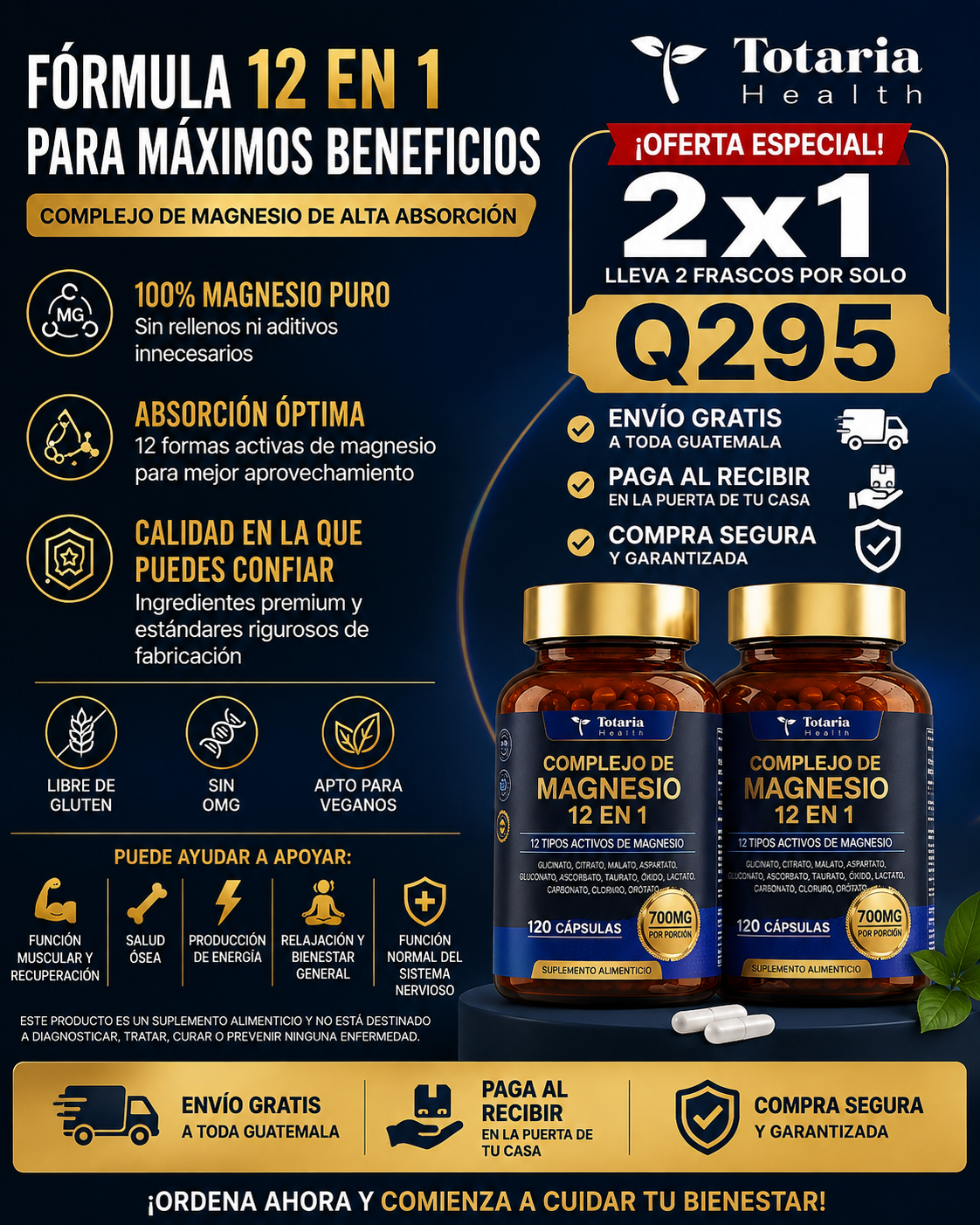 Totaria Complejo de magnesio 2X1+ ENVIO GRATIS