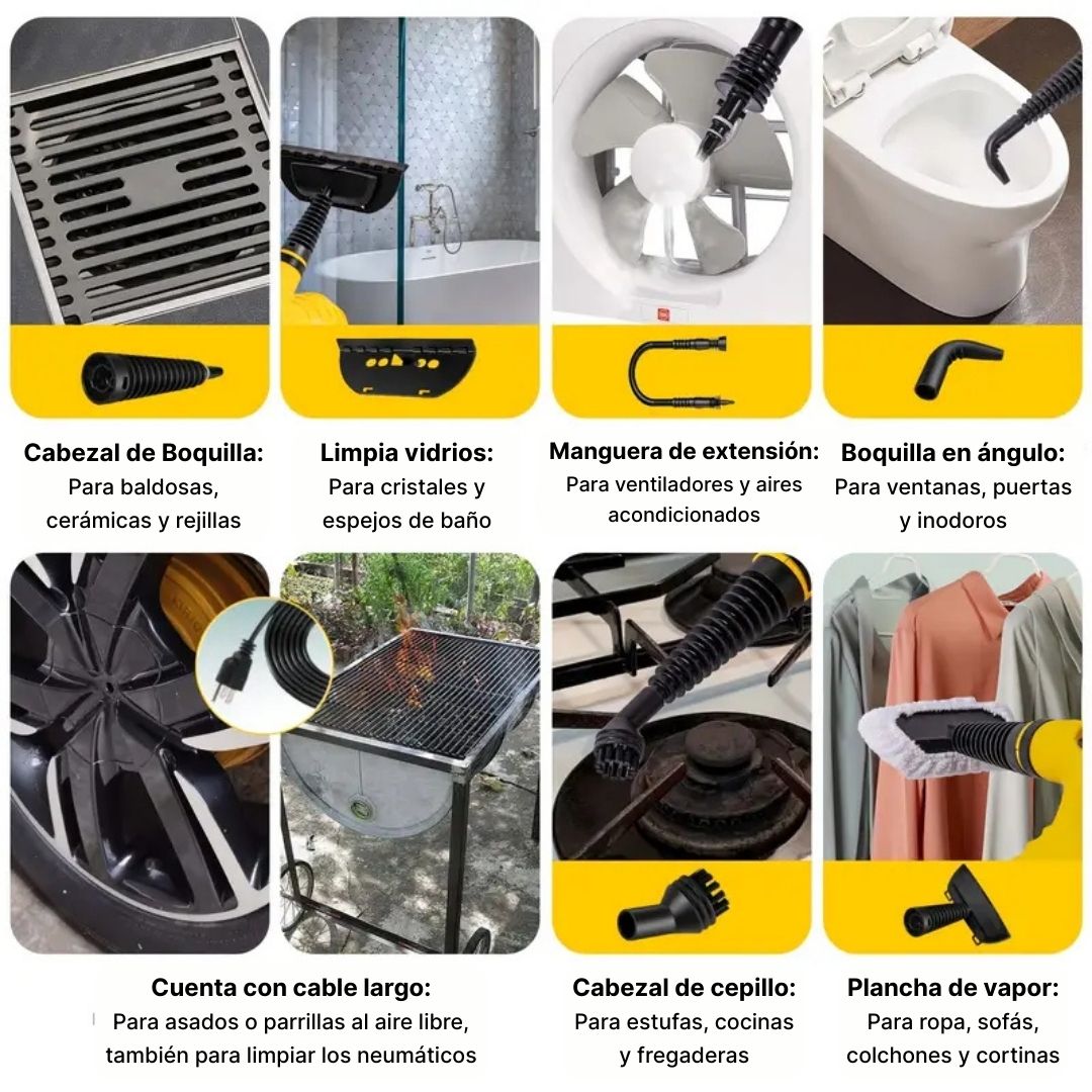 Vaporizador Multiusos Limpieza Profunda Pro + 9 accesorios gratis+ Envío Gratis